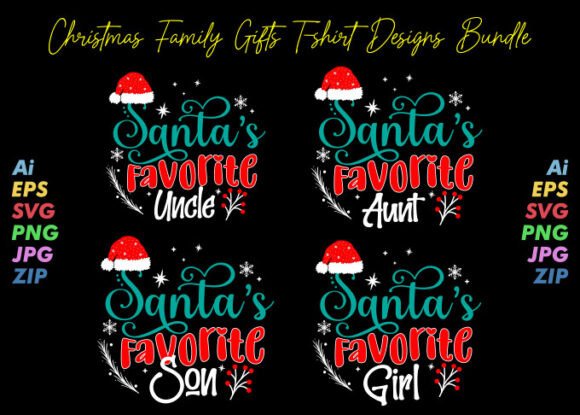 Christmas Family T-shirt Designs Bundle