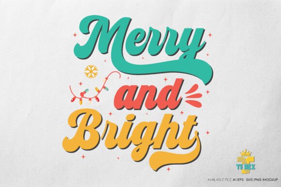 Merry and Bright Christmas Design T-Shirt Designs